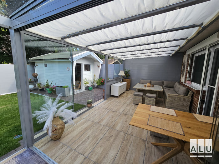 Beschattung für die Terrassenüberdachung von ALU-Terrassenbau