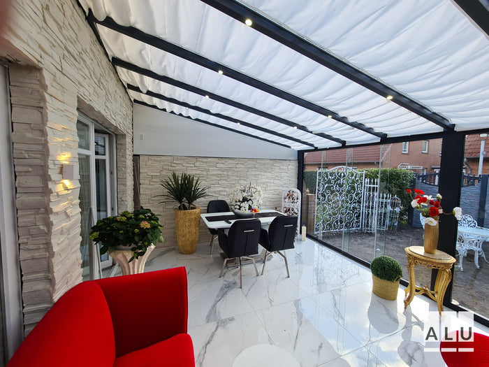 Beschattung für die Terrassenüberdachung von ALU-Terrassenbau