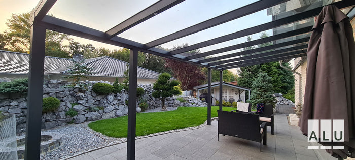 Beschattung für die Terrassenüberdachung von ALU-Terrassenbau