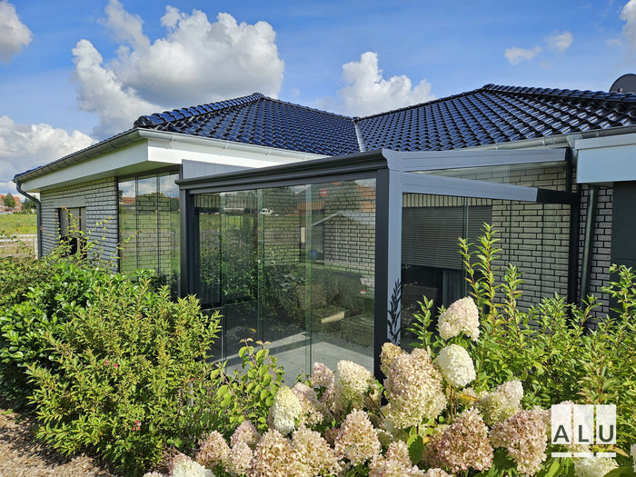 Glasschiebewand für die Terrasse von ALU-Terrassenbau