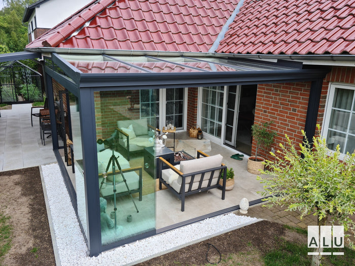 Glasschiebewand für die Terrasse von ALU-Terrassenbau