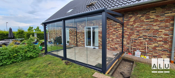Glasschiebewand für die Terrasse von ALU-Terrassenbau